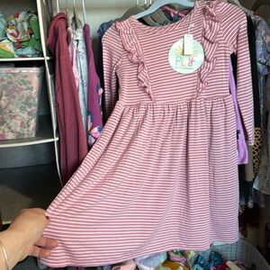 COPY - Little sleepies mauve striped dress